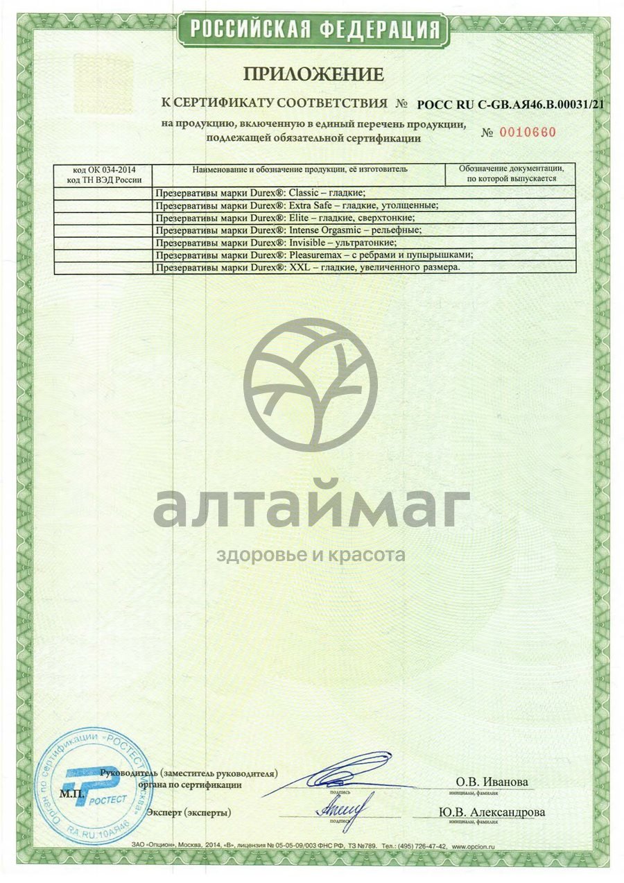 Сертификат на товар Презерватив ДЮРЕКС №3 (Pan) (Extra Safe) утолщенные Презерватив ДЮРЕКС №3 (Pan) (Extra Safe) утолщенные сертификат