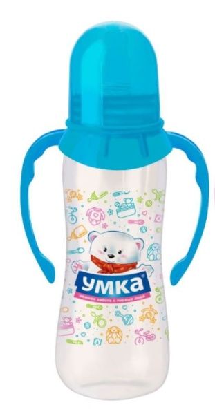 Изображение товара Умка бутылочка с ручками с силиконовой соской бирюзовая от 6 месяцев 250мл Умка бутылочка с ручками с силиконовой соской бирюзовая от 6 месяцев 250мл фотография