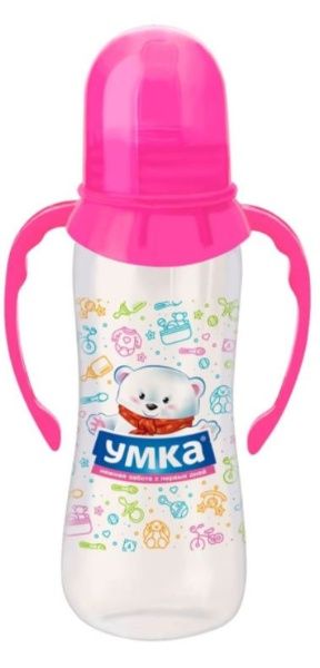 Изображение товара Умка бутылочка с ручками с силиконовой соской розовая от 6 месяцев 250мл Умка бутылочка с ручками с силиконовой соской розовая от 6 месяцев 250мл фотография