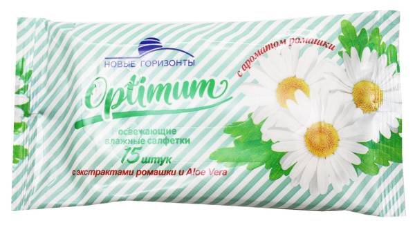 Изображение товара Салфетки влажные Optimum ромашка Новые Горизонты 15шт Салфетки влажные Optimum ромашка Новые Горизонты 15шт фотография